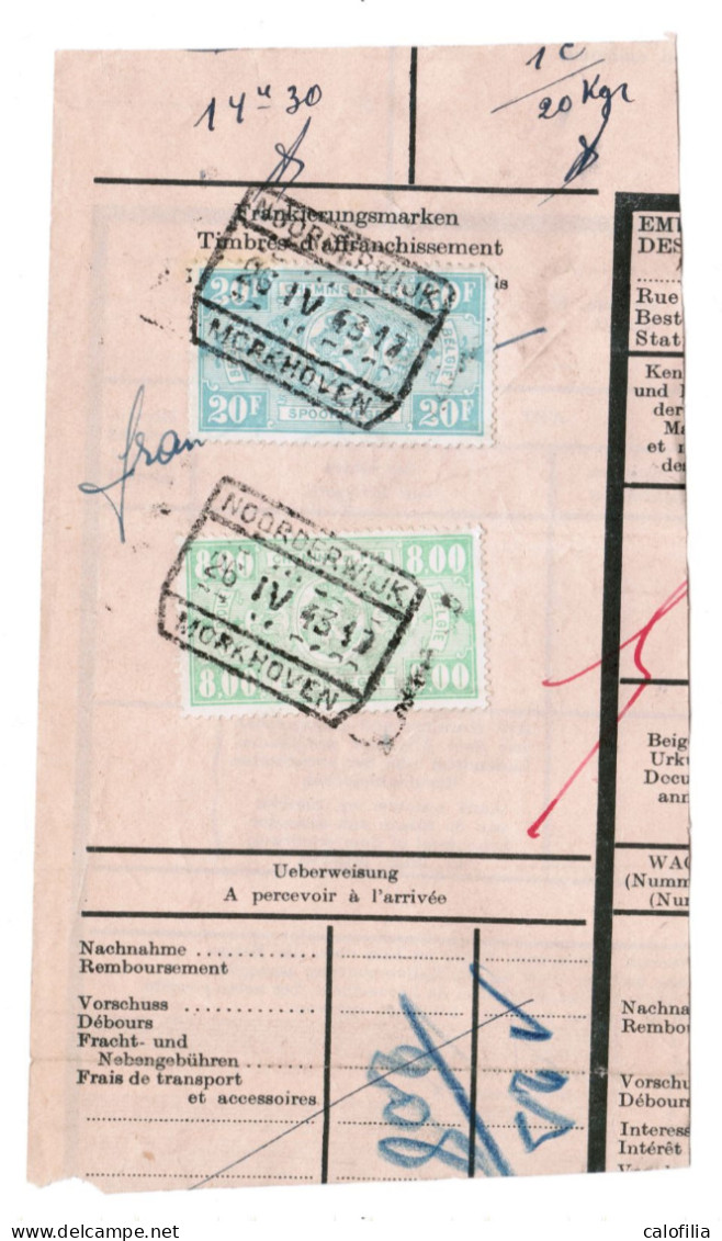 Fragment Bulletin D'expedition, Obliterations Centrale Nettes NOORDERWIJK MORKHOVEN - Afgestempeld