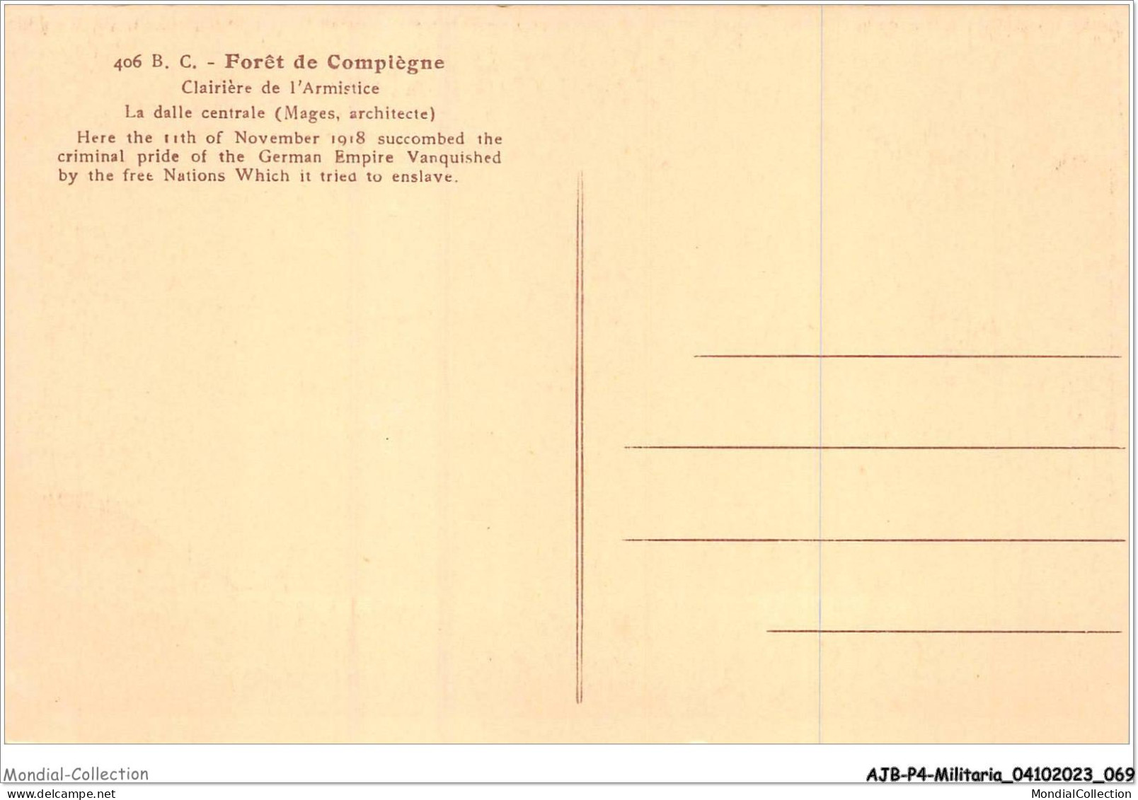 AJBP4-0353 - MILITARIA - Ici Le 11 Novembre 1918 - Svccomba Le Criminel Orgveil - Monuments Aux Morts