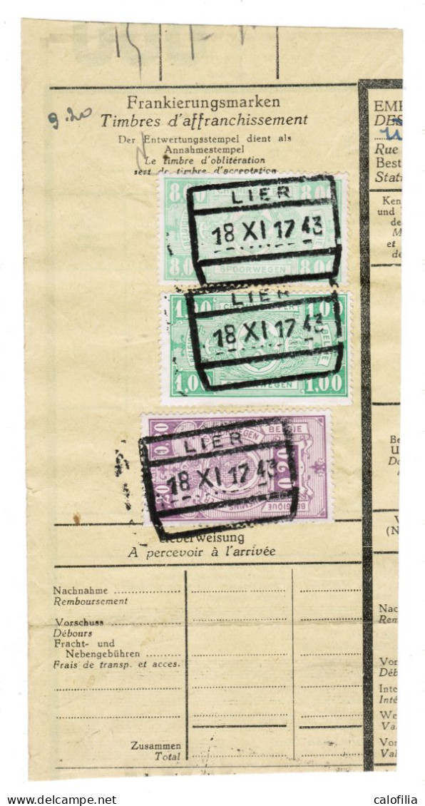 Fragment Bulletin D'expedition, Obliterations Centrale Nettes LIER - Oblitérés