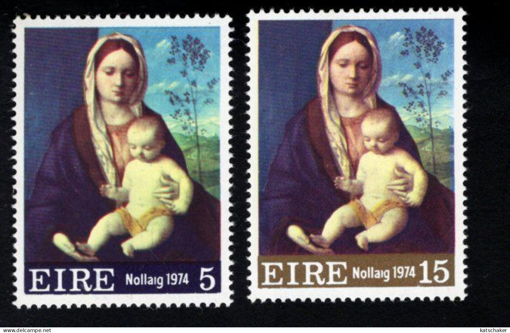 2002446776 1974 SCOTT  365 366  (XX) POSTFRIS  MINT NEVER HINGED - CHRISTMAS - VIRGIN AND CHILD BY BELLINI - Unused Stamps