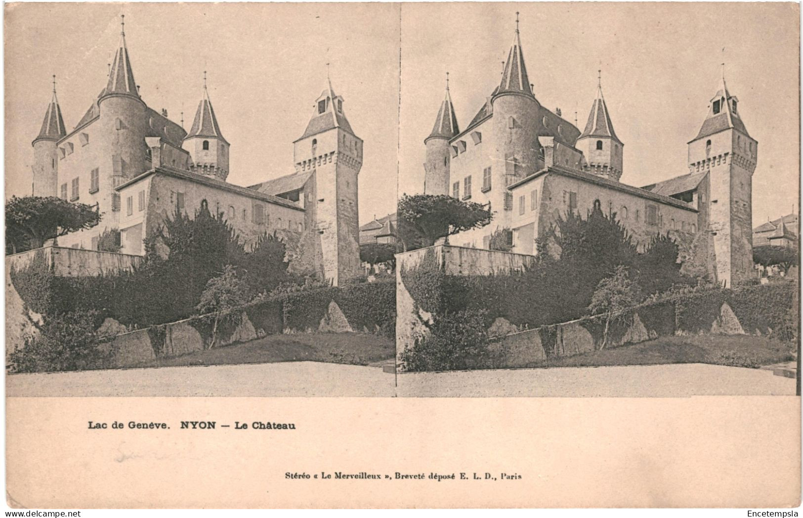 CPA Carte Postale Stéréoscopique  Suisse Nyon Le Château   VM79467 - Nyon