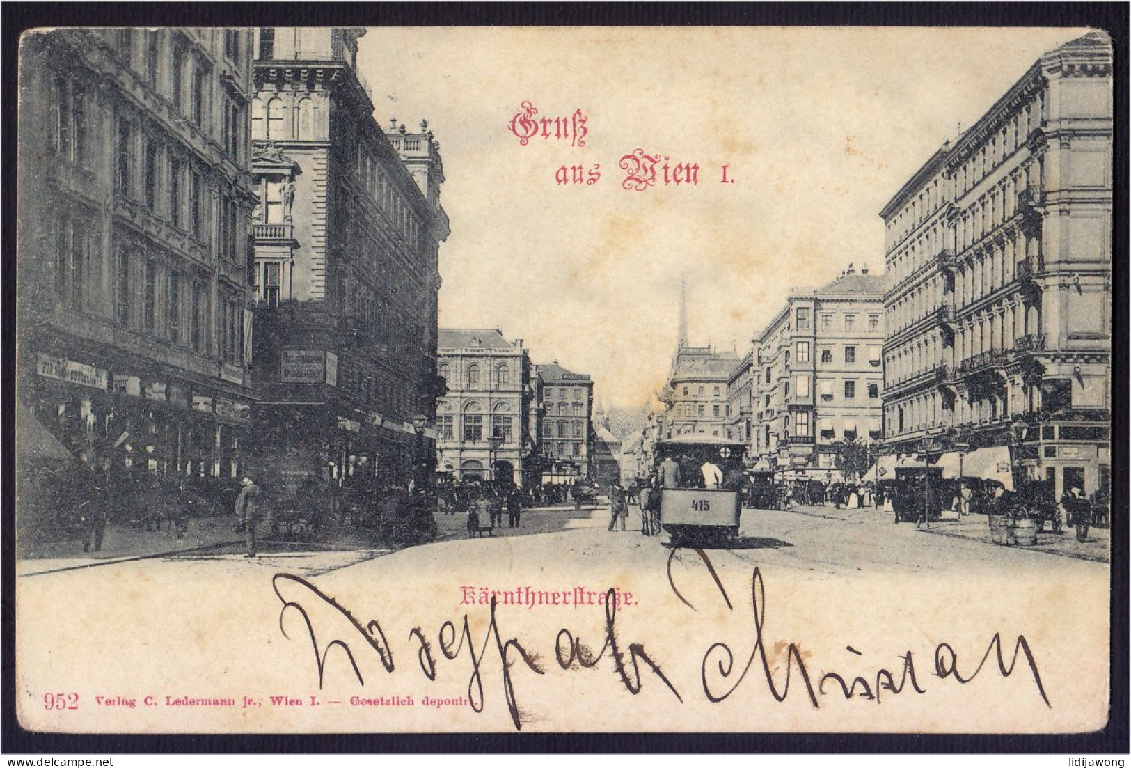 Gruss Aus Wien - Karthnerstr. - Troley Tram Old Postcard 1899 Ledermann (see Sales Conditions) - Vienna Center