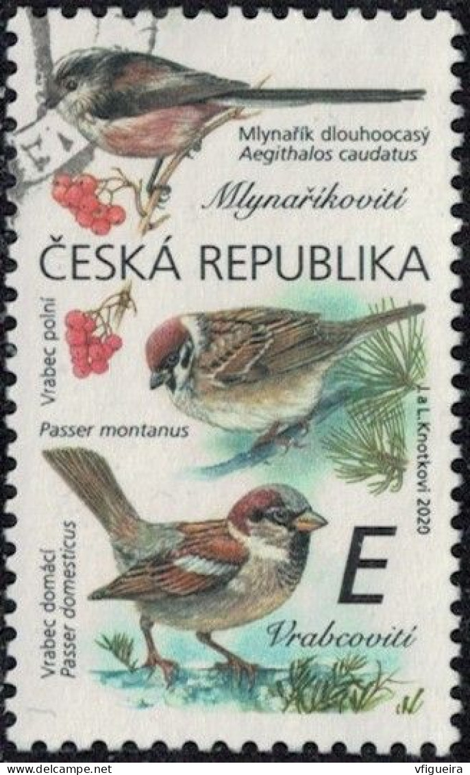 République Tchèque 2020 Oblitéré Used Oiseaux Aegithalidae Et Passeridae Y&T CZ 955 SU - Usados