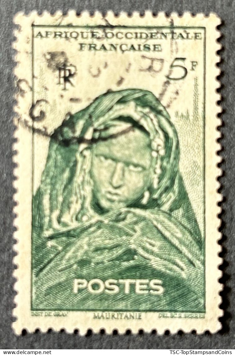 FRAWA0037U2 - Local Motives - Young Woman Of Tin Deila - Mauritania - 5 F Used Stamp - AOF - 1947 - Gebruikt