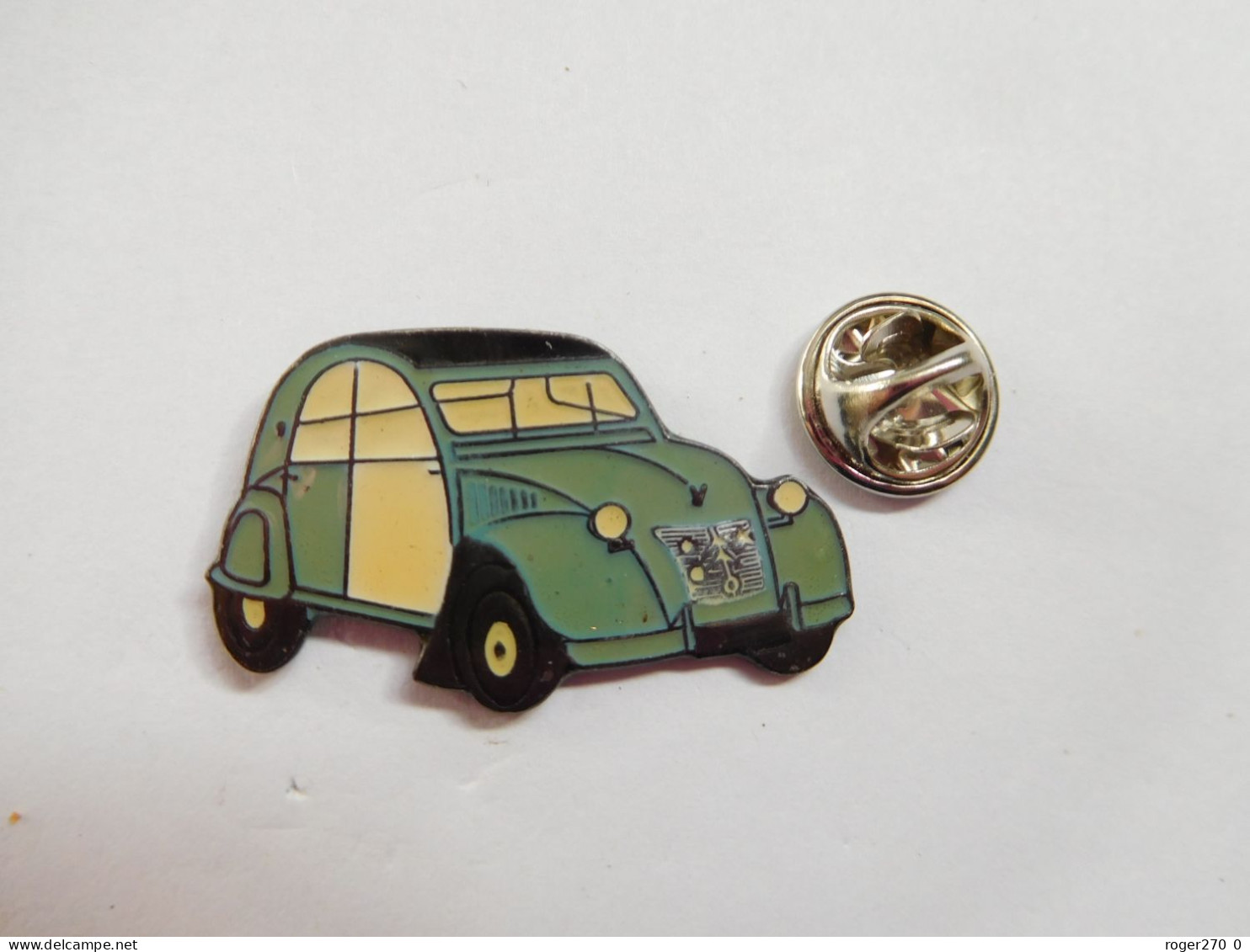 Beau Pin's , Auto Citroën 2 CV , 2 CH , Grise , Porte Blanche , Verso Quadrillé - Citroën