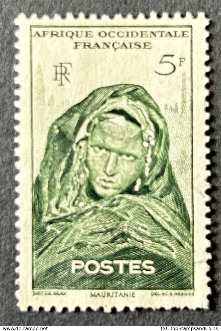 FRAWA0037U3 - Local Motives - Young Woman Of Tin Deila - Mauritania - 5 F Used Stamp - AOF - 1947 - Usati