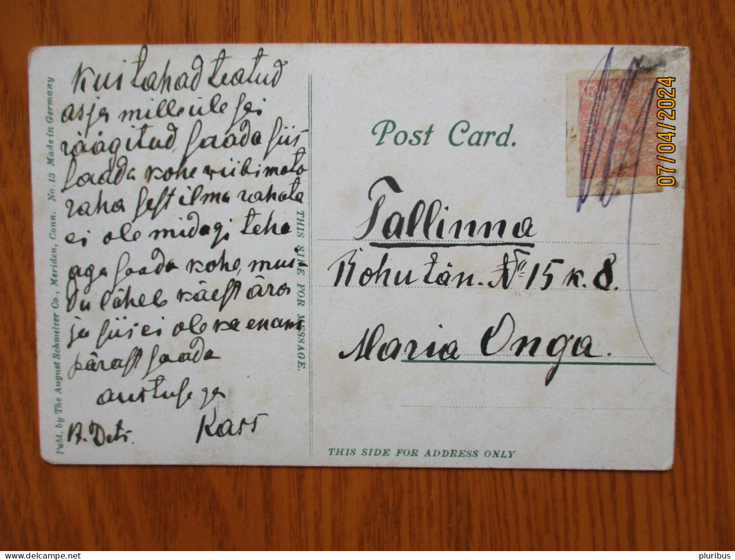 VIEW FROM RAILROAD SEYMOUR CONN , TRAM , USED ESTONIA 1919 15 Penni Single Use , Handwritten Cancellation , 19-1 - Other & Unclassified