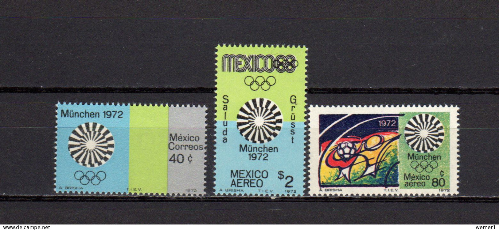 Mexico 1972 Olympic Games Munich Set Of 3 MNH - Summer 1972: Munich