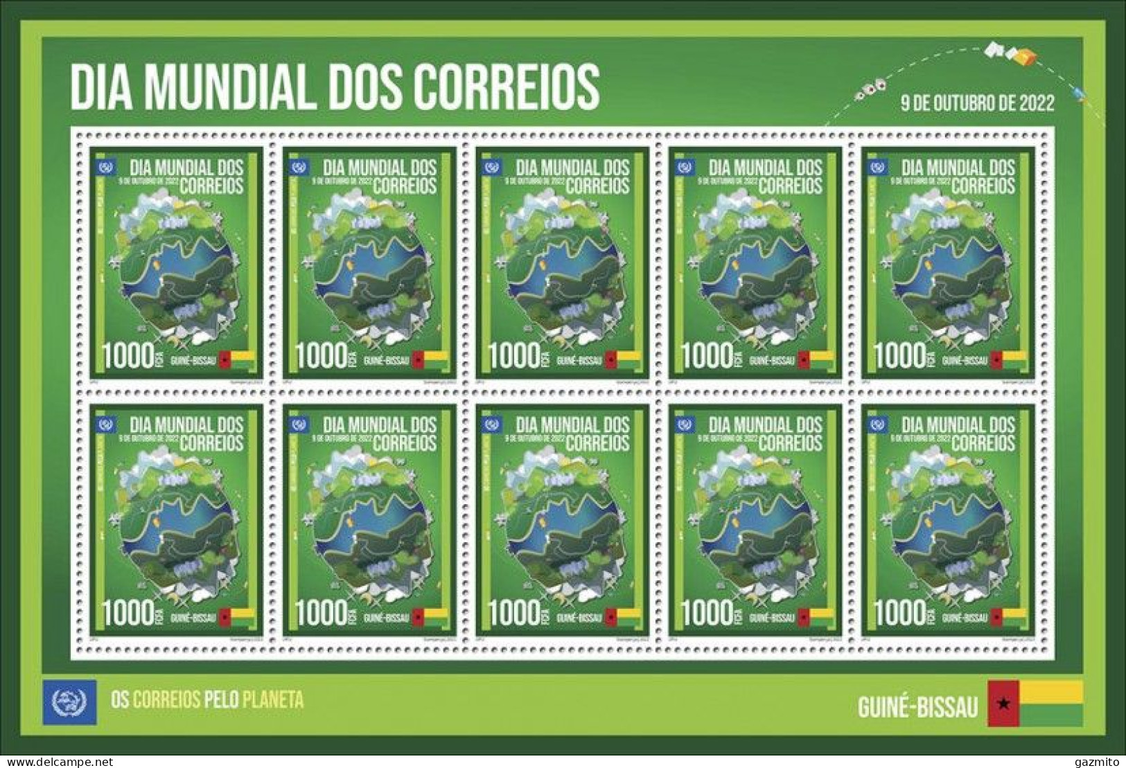 Guinea Bissau 2022, Postal World Day, Join Issue, Sheetlet - Gemeinschaftsausgaben