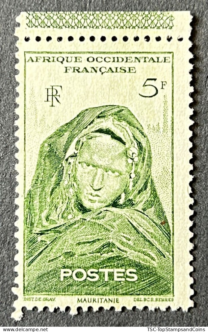 FRAWA0037MNH - Local Motives - Young Woman Of Tin Deila - Mauritania - 5 F MNH Stamp W/o Gum - AOF - 1947 - Unused Stamps