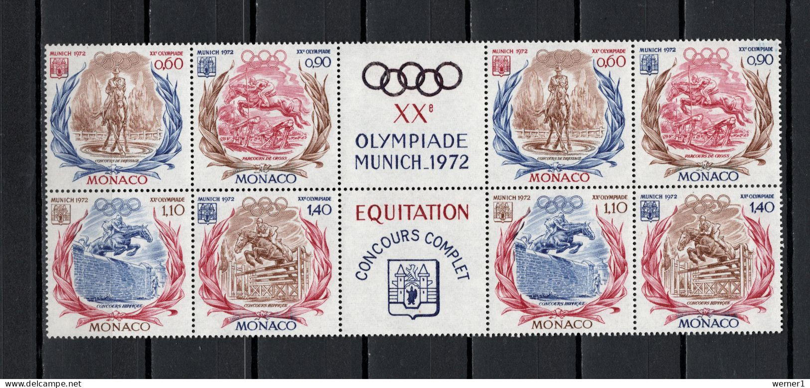 Monaco 1972 Olympic Games Munich, Equestrian Block Of 10 MNH - Summer 1972: Munich