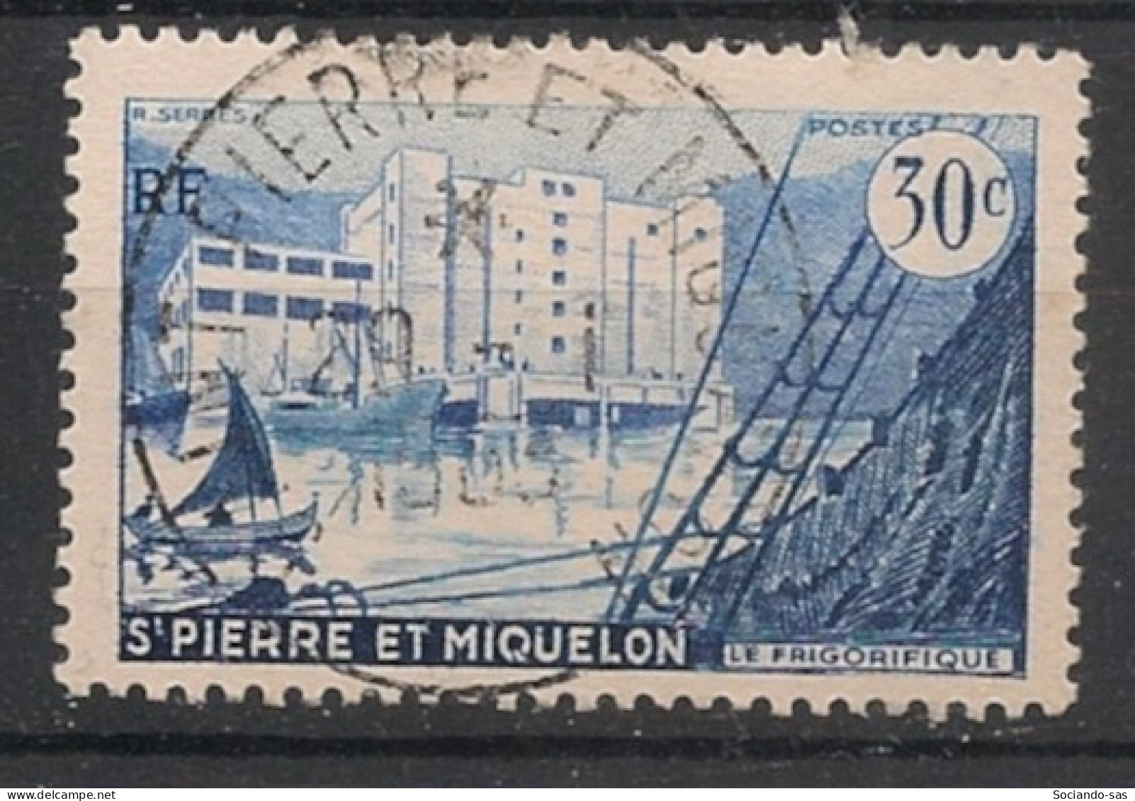 SPM - 1955-56 - N°YT. 348 - Frigorifique 30c Bleu - Oblitéré / Used - Gebraucht