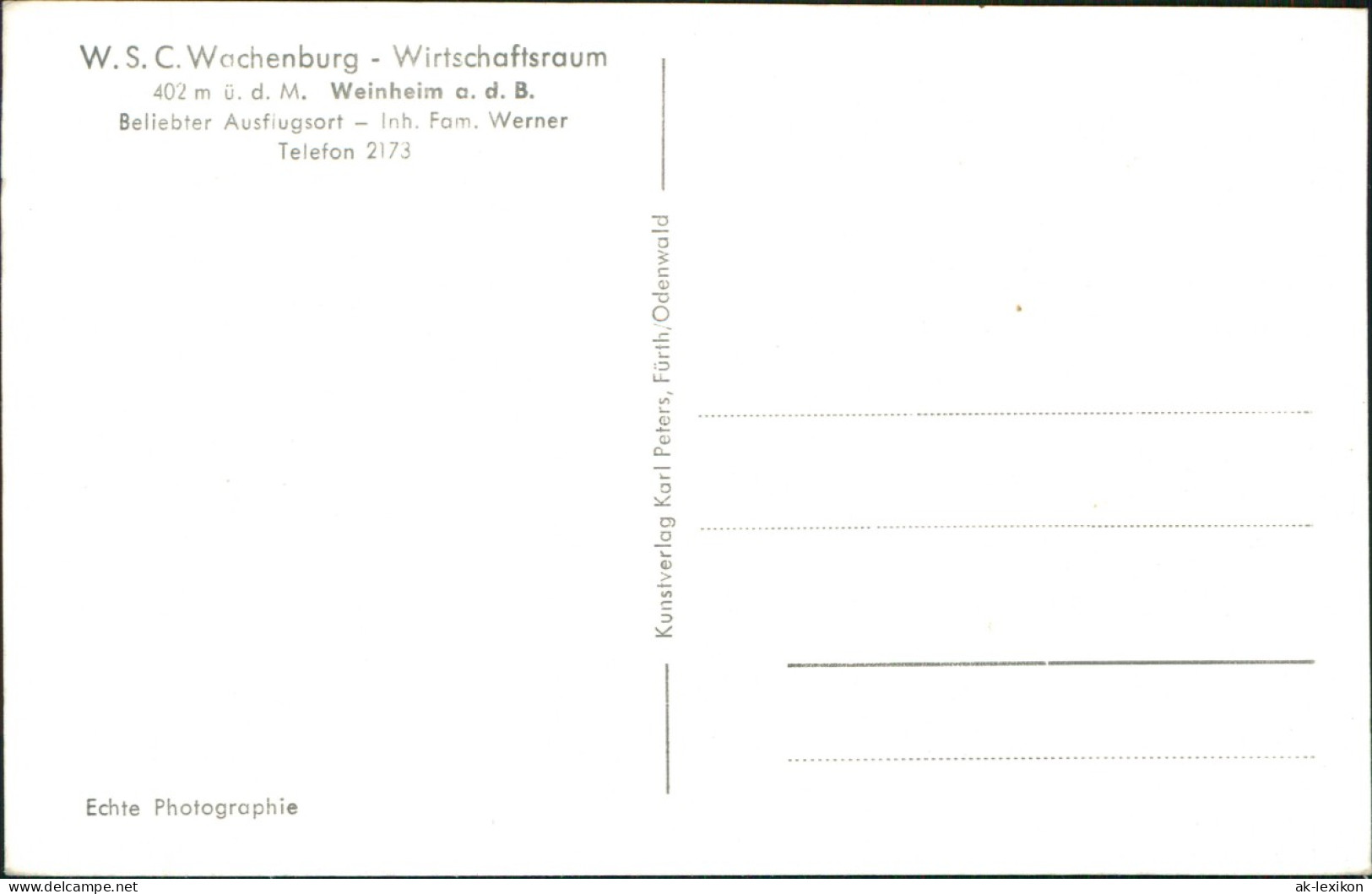 Ansichtskarte Weinheim (Bergstraße) W. S. C. Wachenburg Wirtschaftsraum 1940 - Weinheim