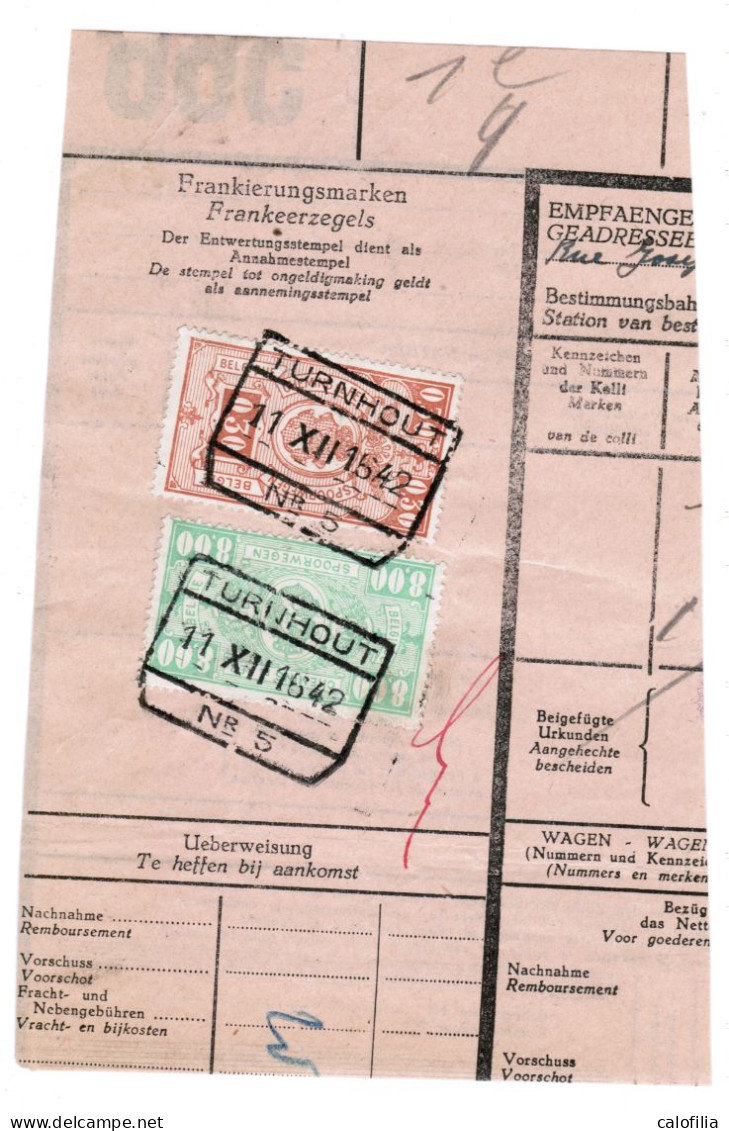 Fragment Bulletin D'expedition, Obliterations Centrale Nettes TURNHOUT 5 - Gebraucht