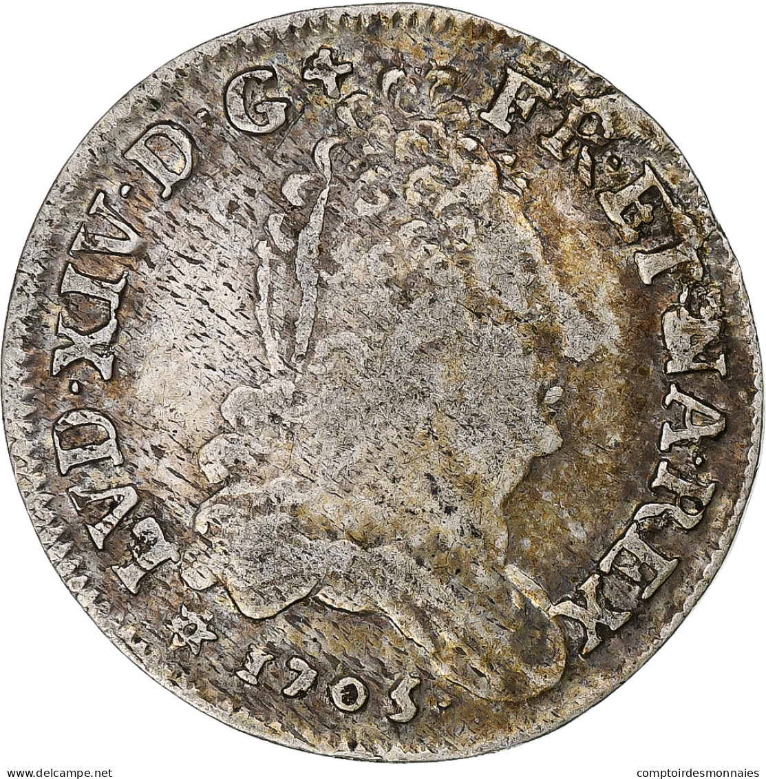 France, Louis XIV, 11 Sols Aux Couronnes, 1705, Strasbourg, Argent, TB+ - 1643-1715 Louis XIV Le Grand