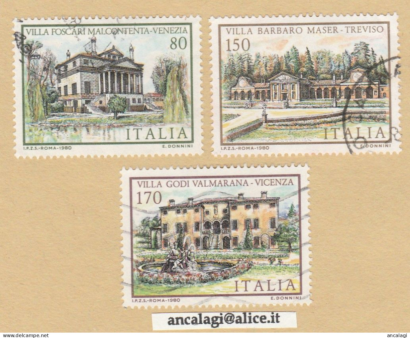USATI ITALIA 1980 - Ref.0435A "VILLE D'ITALIA" Serie Di 3 Val. - - 1971-80: Used
