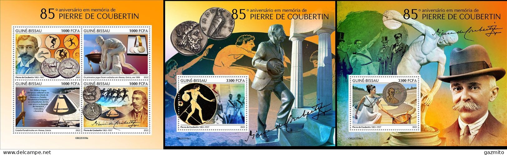 Guinea Bissau 2022, P. De Coubertin, 4val In BF+BF - Arqueología