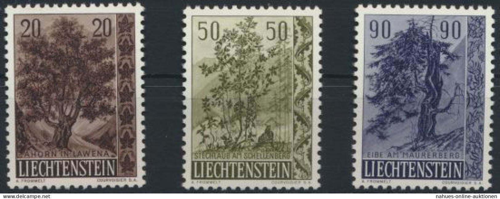 Liechtenstein 371-373 Einheimische Bäume + Sträucher Tadellos KatWert 30,00 - Covers & Documents