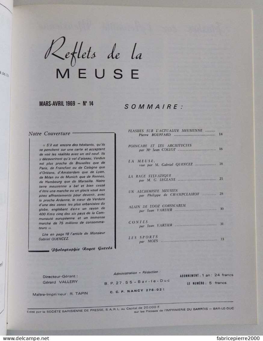 REFLETS DE LA MEUSE N°14 1969 EXCELLENT ETAT Bar-le-Duc - Lorraine - Vosges