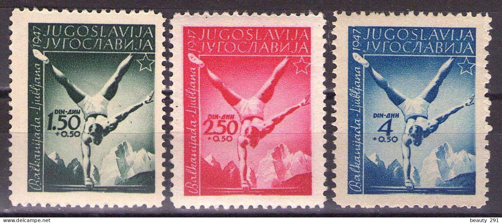 Yugoslavia 1947 Balkan Games, Mi 524-526 - MNH**VF - Nuovi
