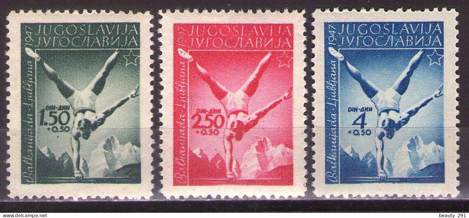 Yugoslavia 1947 Balkan Games, Mi 524-526 - MNH**VF - Neufs