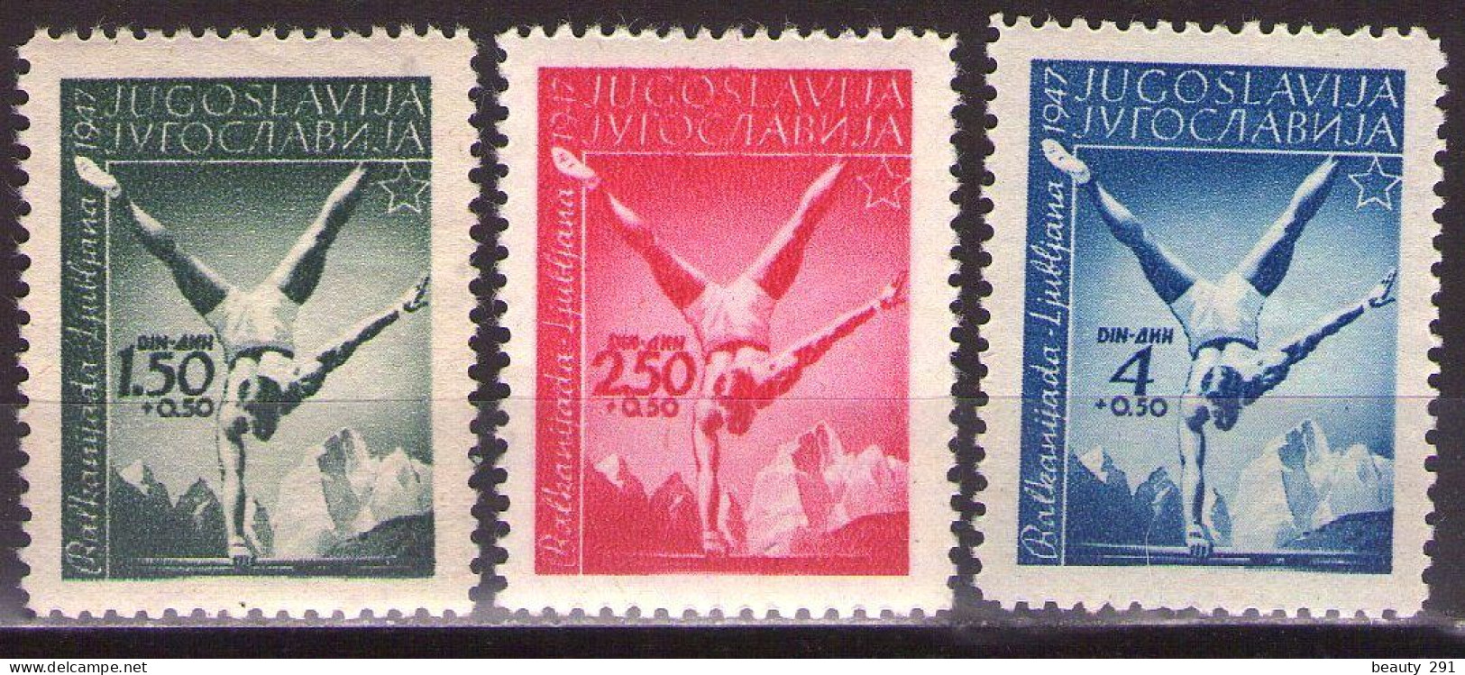Yugoslavia 1947 Balkan Games, Mi 524-526 - MNH**VF - Neufs