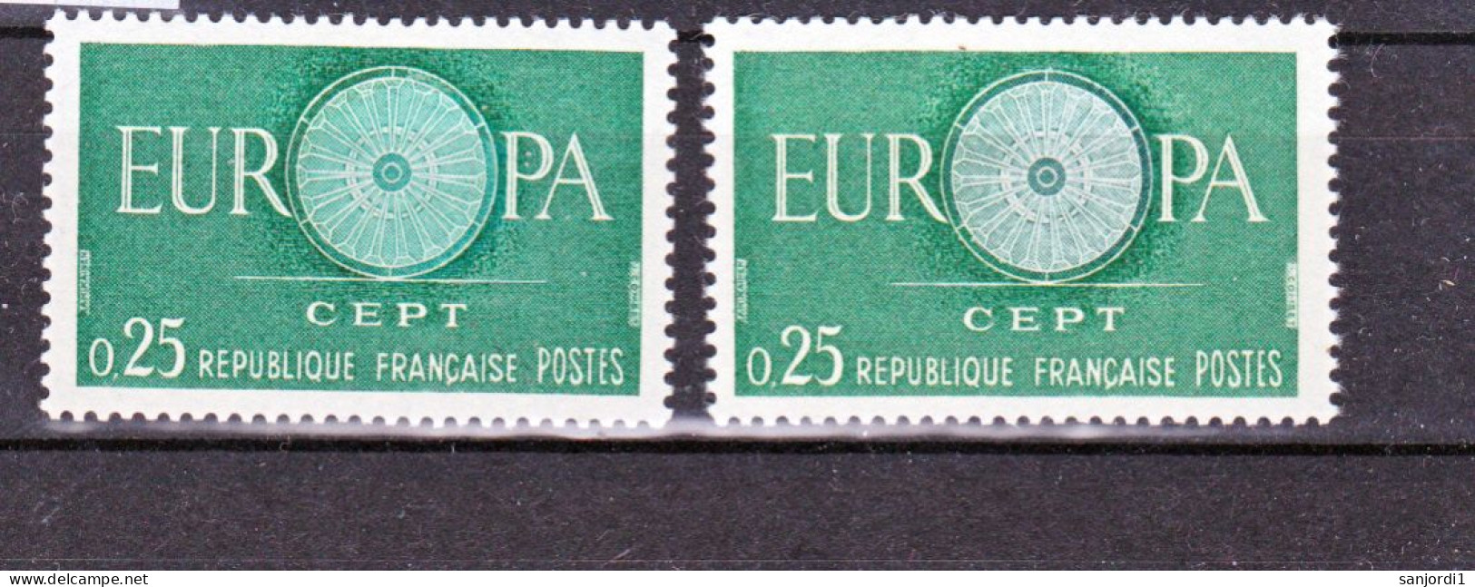 France 1266 Variété Rosace Bleue Et Bleu Verte Normale Neuf ** TB MNH Sin Charnela - Ungebraucht