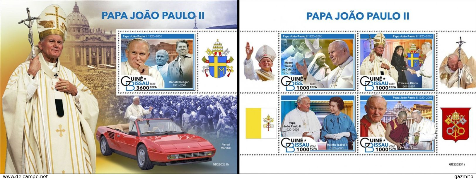 Guinea Bissau 2022, Pope J. Paul II, 4val In BF+BF - Guinea-Bissau