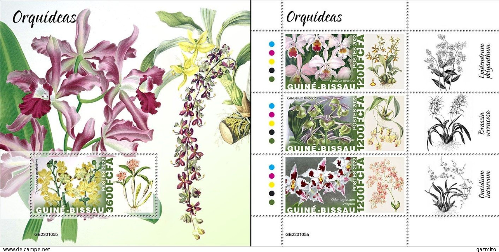 Guinea Bissau 2022, Orchids I, 4val In BF+BF - Orchidées