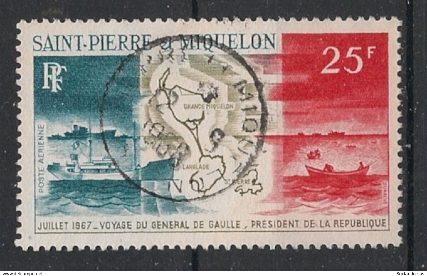 SPM - 1967 - Poste Aérienne PA N°YT. 38 - Voyage Du Général De Gaulle - Oblitéré / Used - Oblitérés