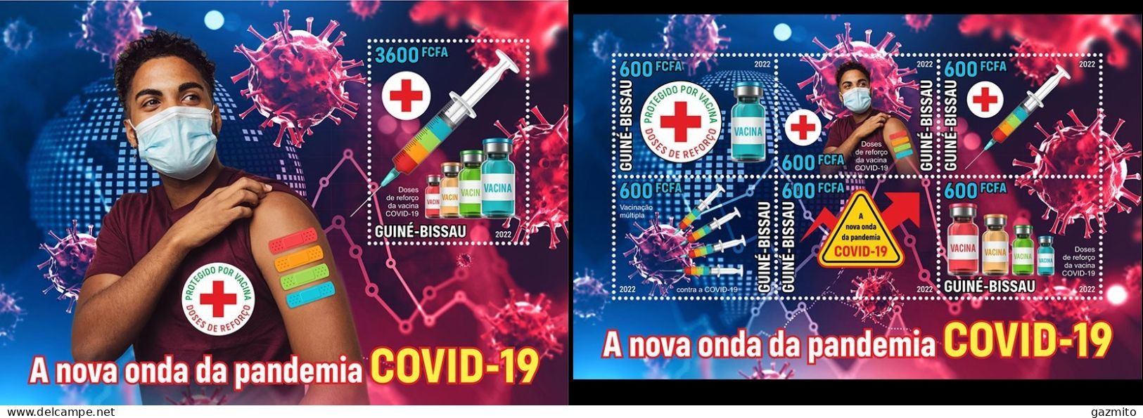 Guinea Bissau 2022, Red Cross Against Covid I, 4val In BF+BF - Medicina