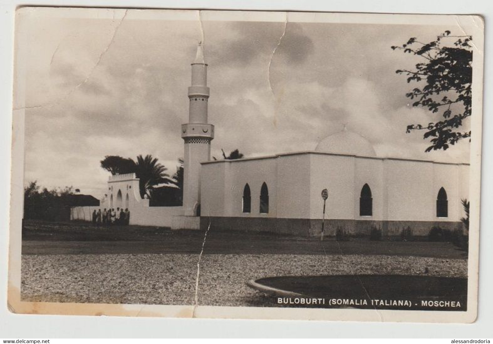 Cartolina Viaggiata Affrancata Francobollo Rimosso Buloburti Bulo Burti Somalia Italiana Moschea 1950 - Somalie
