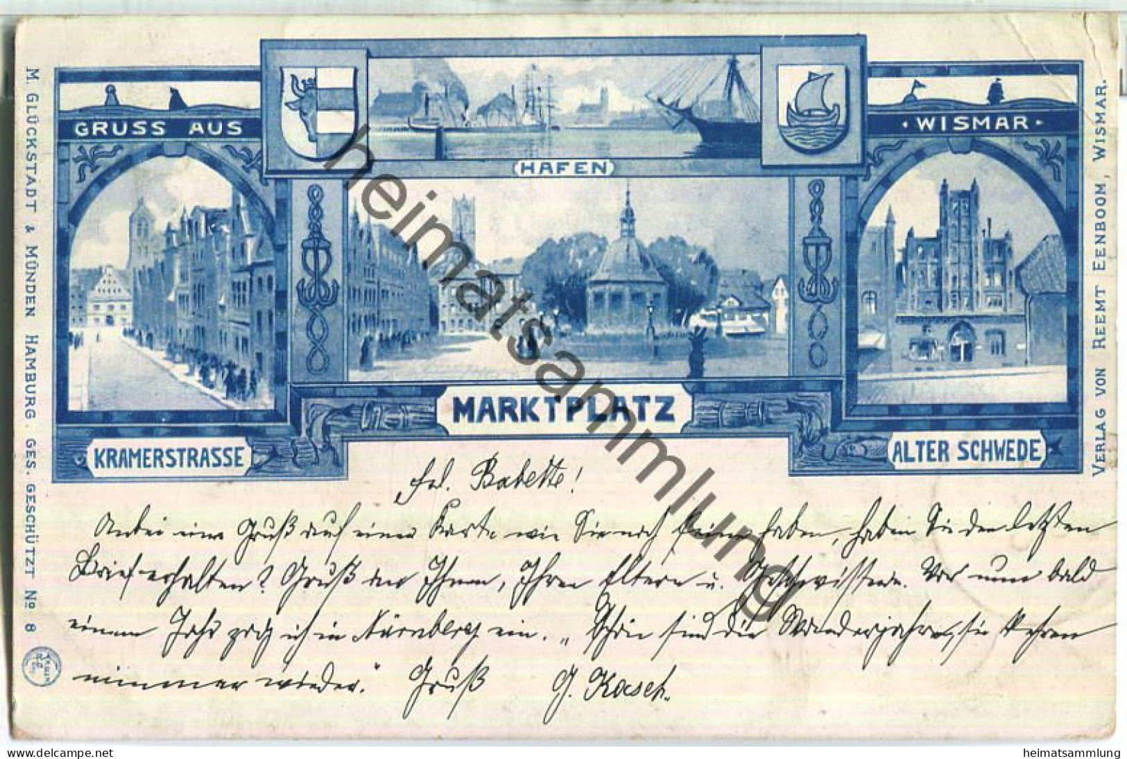 Wismar - Kramerstrasse - Hafen - Marktplatz - Gel. 1898 - Verlag Reemt Eenboom Wismar - Wismar