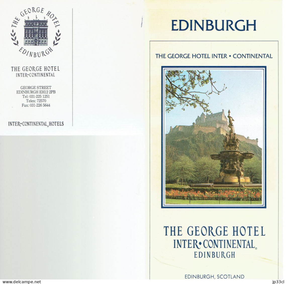 Souvenirs D'un Séjour Au George Hotel Inter-Continental, Edinburgh, Scotland (1992) - Dépliants Touristiques
