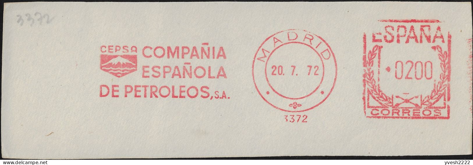 Espagne 1972. Empreinte De Machine à Affranchir EMA. Compagnie Espagnole De Pétroles - Petrolio