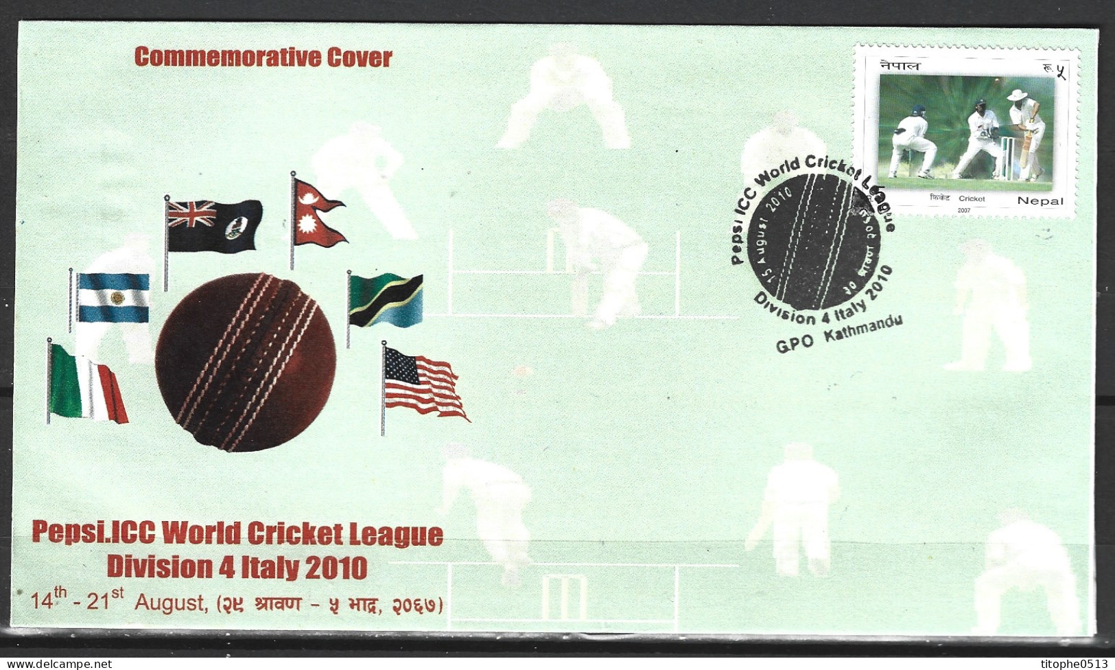 NEPAL. Enveloppe Commémorative De 2010. World Cricket League Division 4. - Cricket