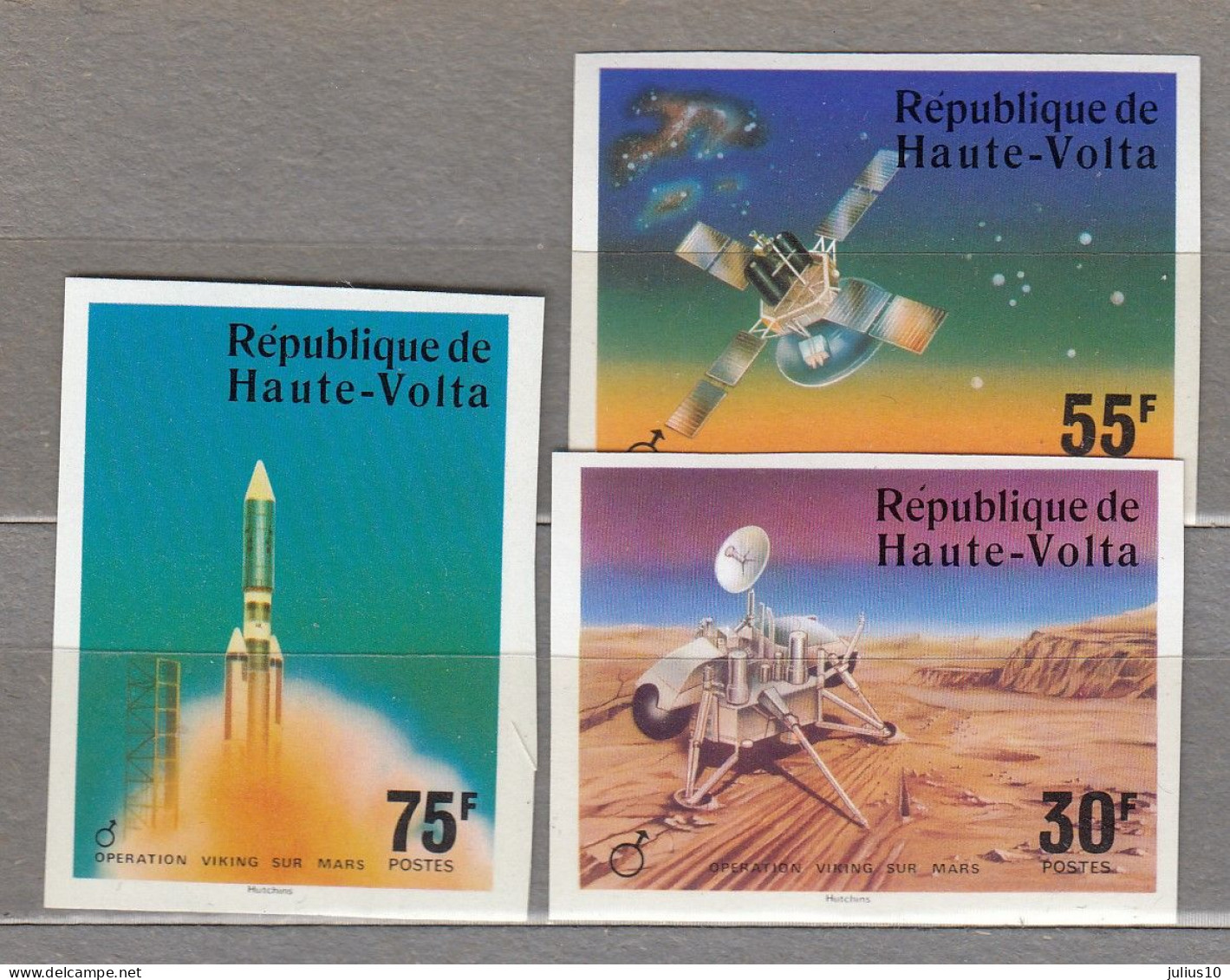 HAUTE VOLTA Imperforated 1976 Space Mars Mi 632-634, Sc 398-400, Y&T 388-390 MNH (**) #33948-1 - Alto Volta (1958-1984)