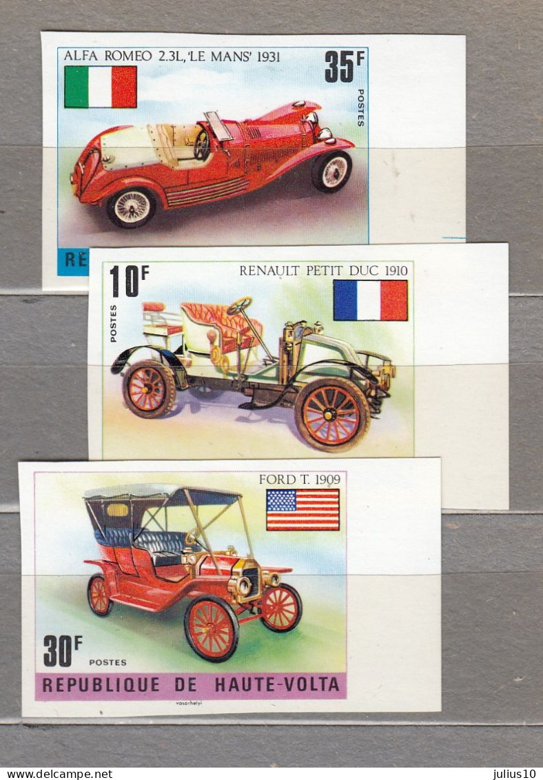 HAUTE VOLTA Imperforated 1975 Old Cars Mi 563-565, Sc 362-364 MNH (**) #33949 - Alto Volta (1958-1984)