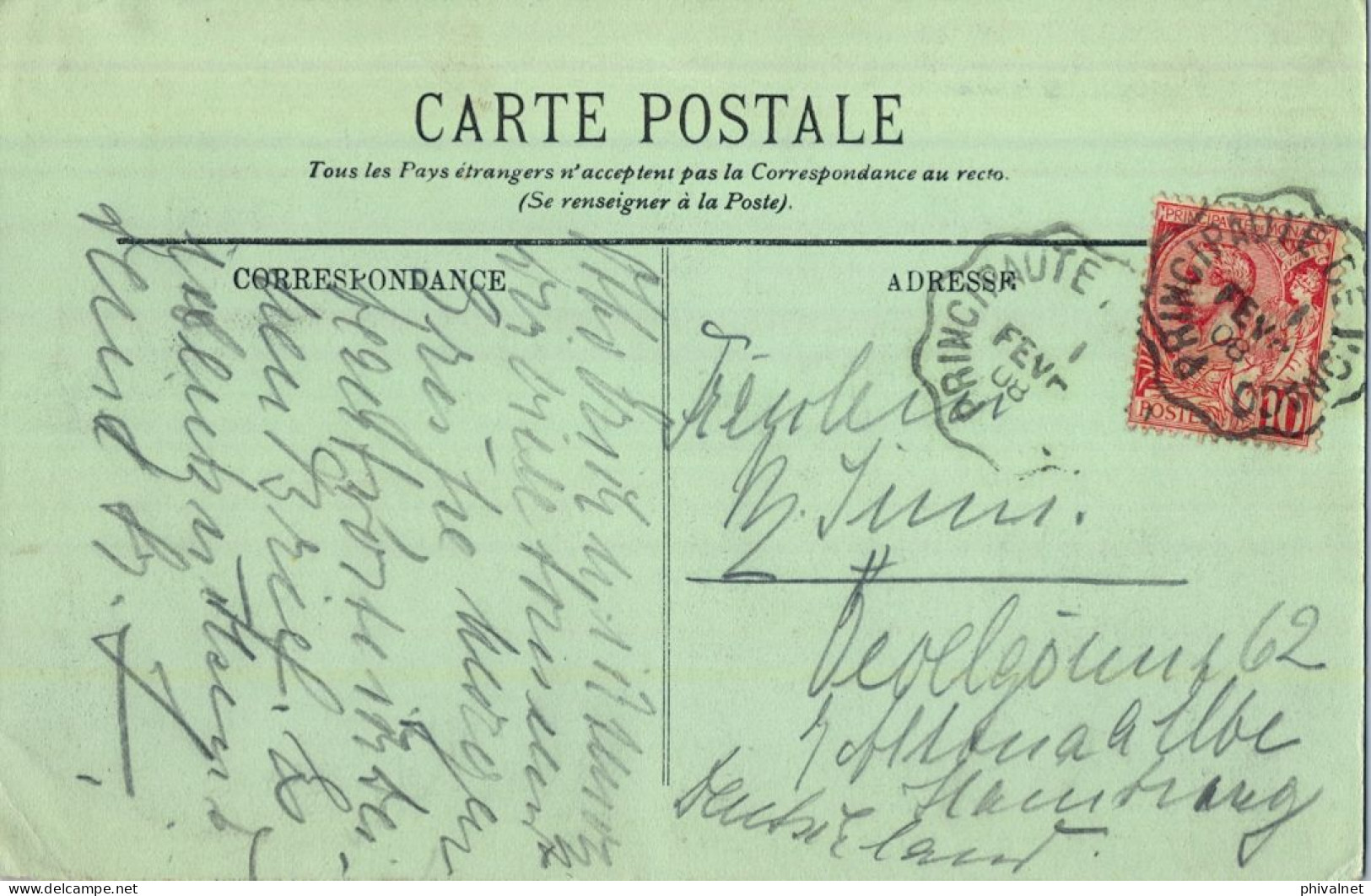 1908 MÓNACO , T.P. CIRCULADA , MONTE CARLO - LE CAFÉ DE PARIS - Storia Postale