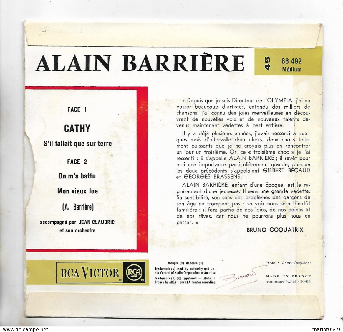 4 Titres Alain Barriere - Autres & Non Classés