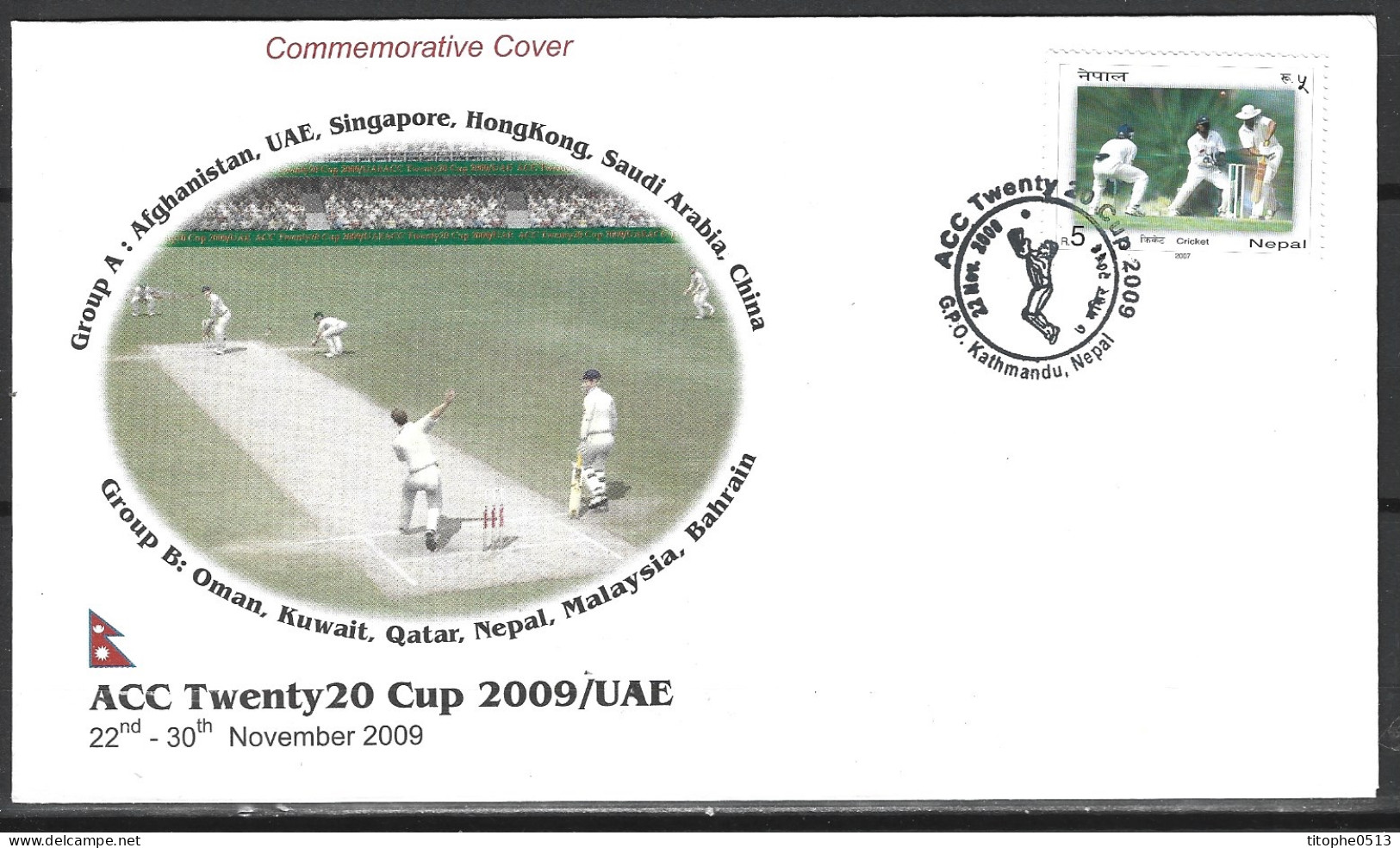 NEPAL. Enveloppe Commémorative De 2009. ACC Twenty 20 Cup 2009. - Cricket