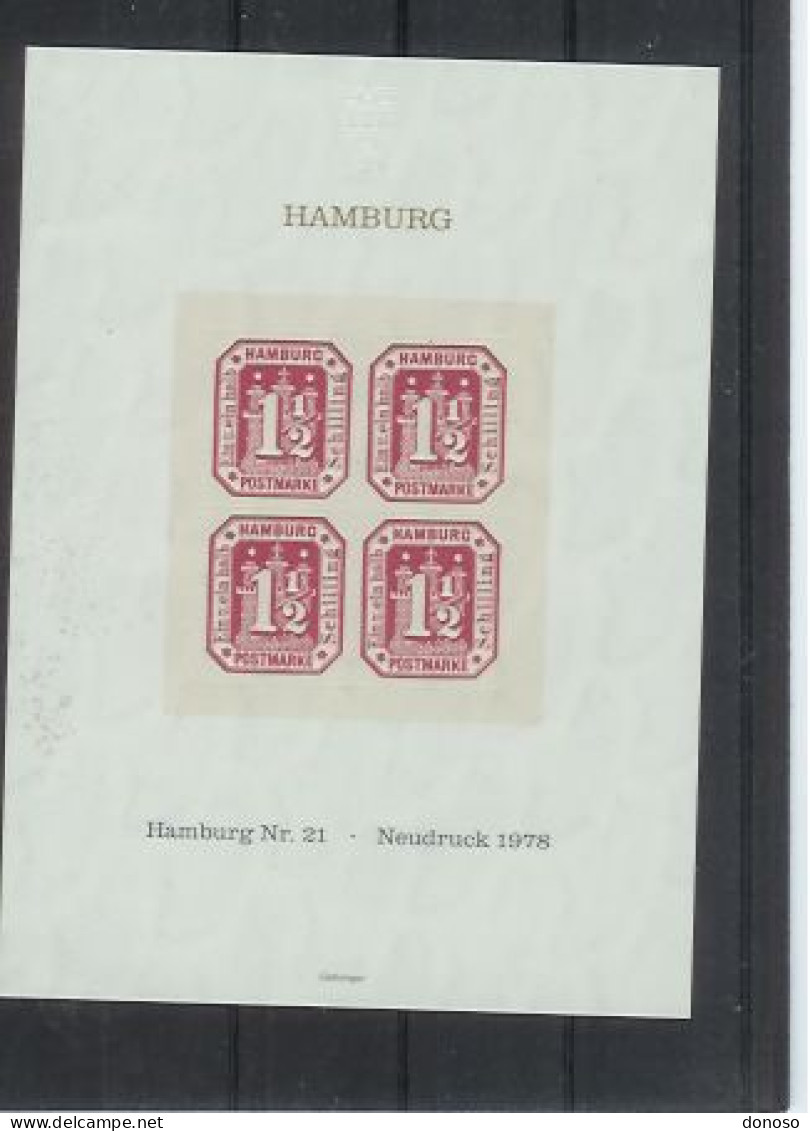 HAMBOURG Bloc De Quatre Du Yvert 23, Michel 21 Réimpression, Neudruck 1978 Neuf** MNH - Hamburg (Amburgo)