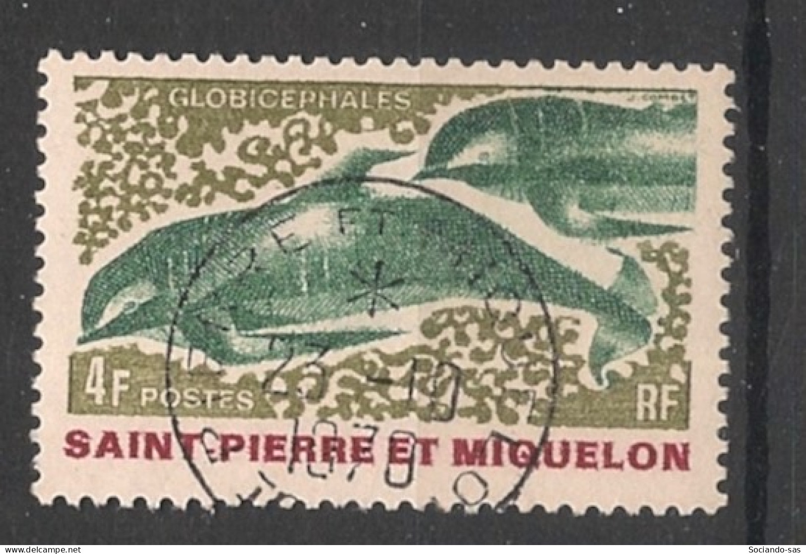 SPM - 1969 - N°YT. 393 - Globicéphales 4f - Oblitéré / Used - Usados