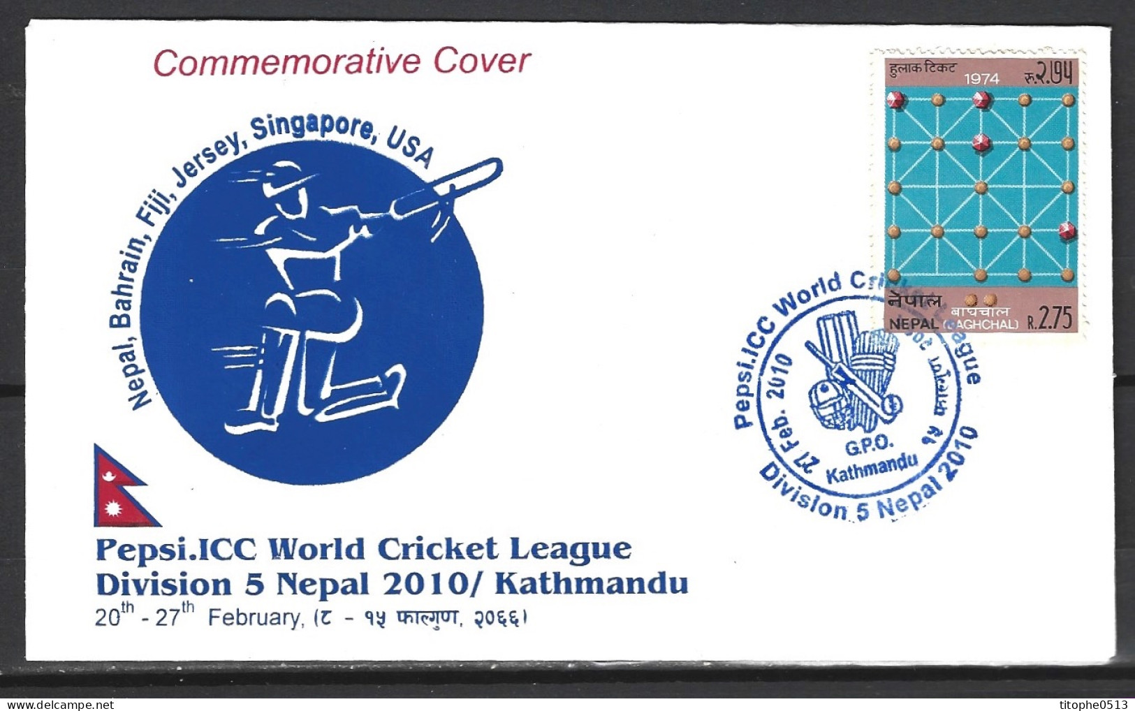 NEPAL. Enveloppe Commémorative De 2010. ICC World Cricket League Division 5. - Cricket