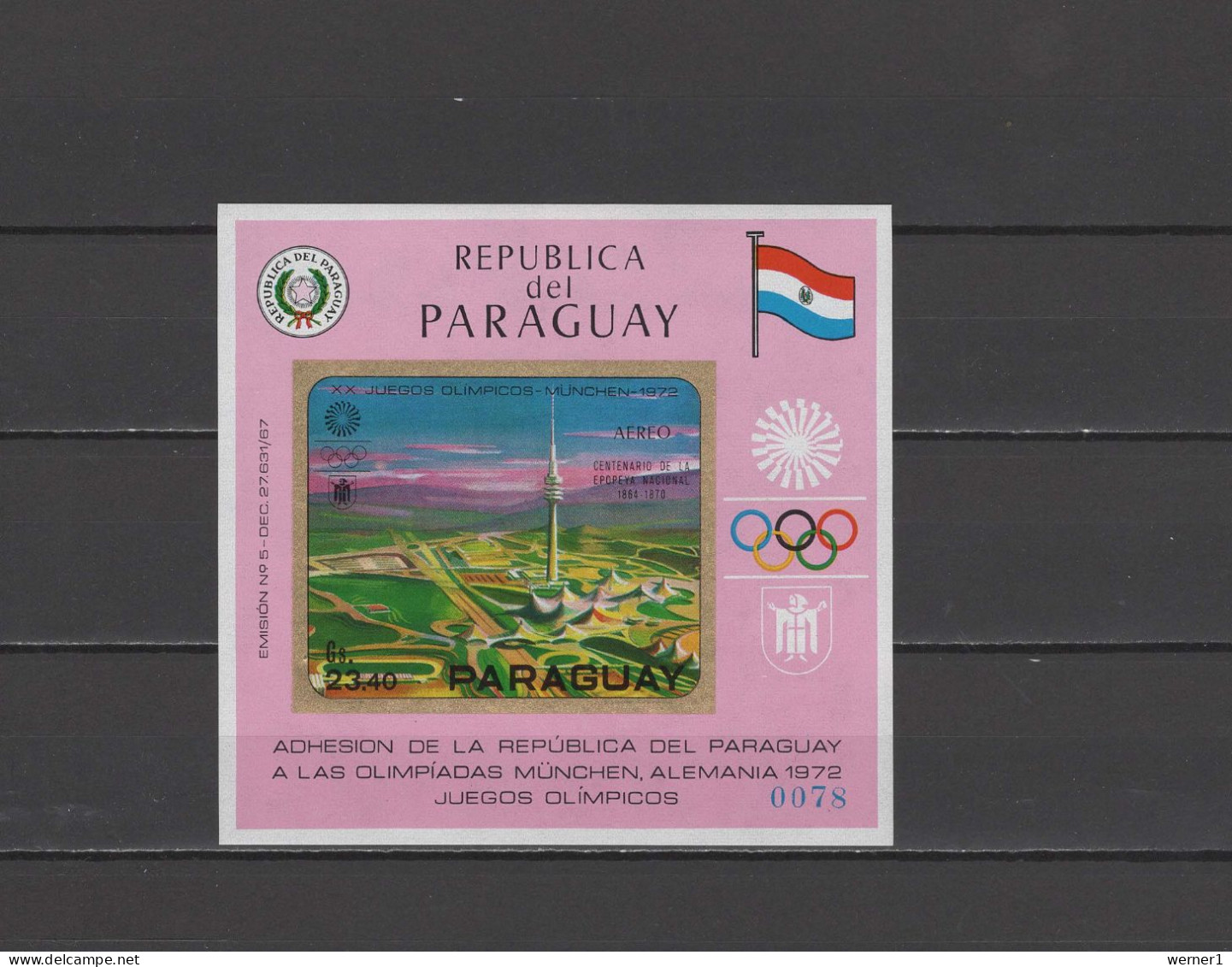 Paraguay 1970 Olympic Games Munich S/s MNH - Verano 1972: Munich