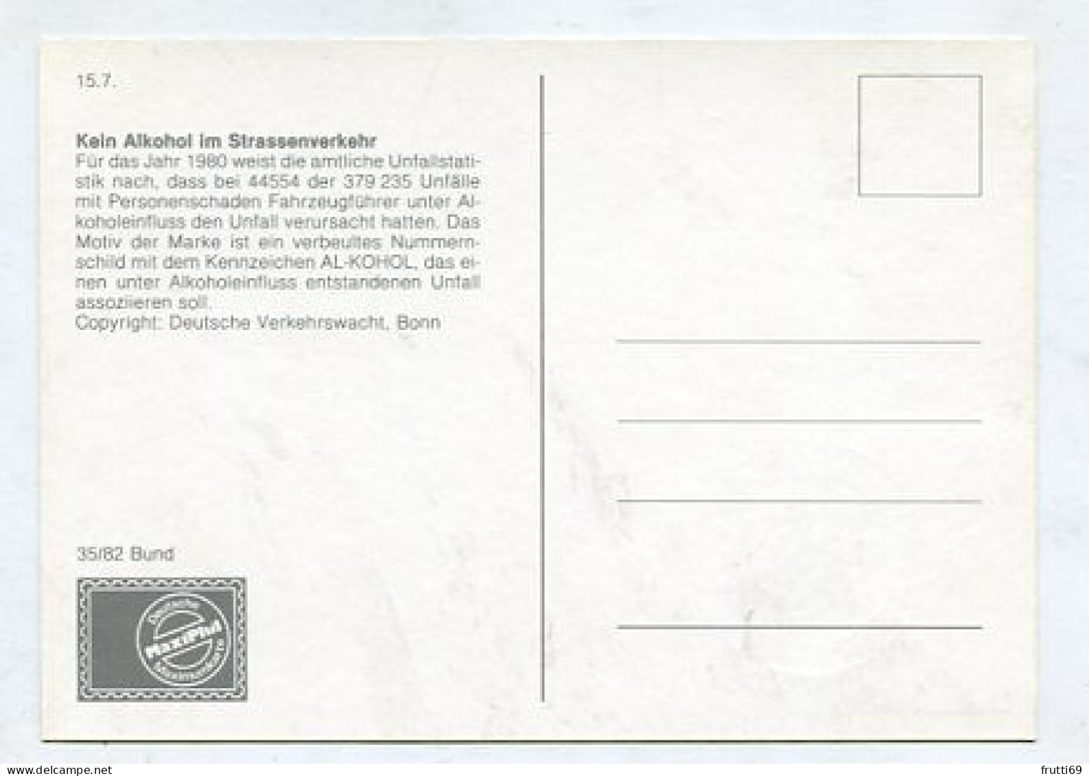 MC 211926 GERMANY - 1982 - Kein Alkohol Im Strassenverkehr - 1981-2000