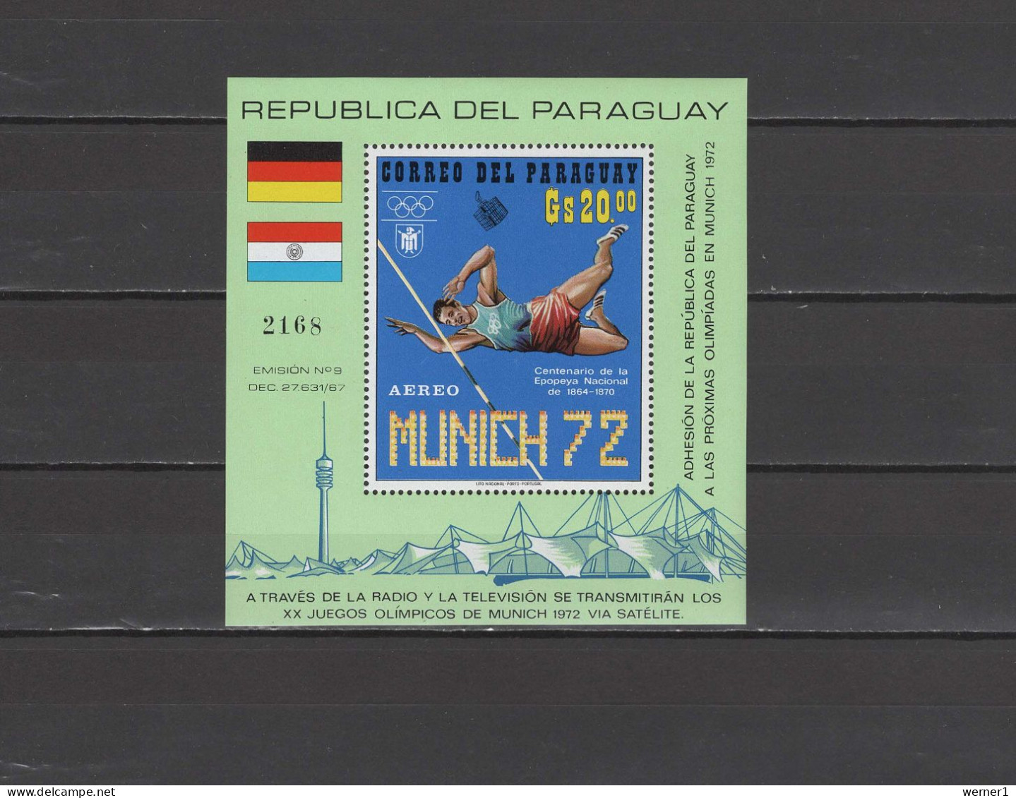 Paraguay 1971 Olympic Games Munich, Space S/s MNH - Verano 1972: Munich