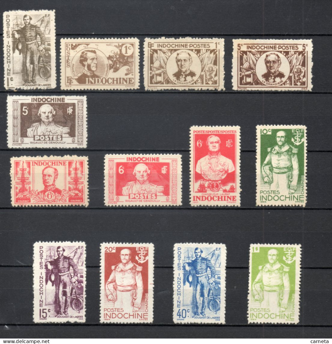 INDOCHINE  N° 261 à 273 SAUF 263A Et 270A   NEUFS SANS CHARNIERE EMIS SANS GOME  COTE 9.50€   CELEBRITE MARIN - Unused Stamps