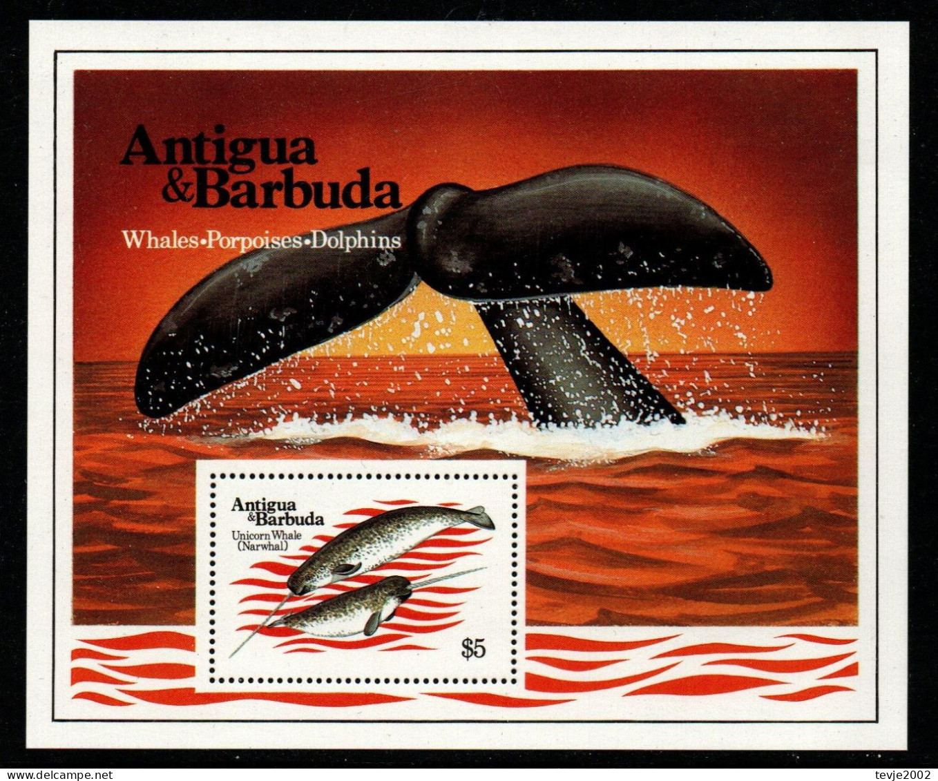 Antigua + Barbuda 1983 - Mi.Nr. Block 71 - Postfrisch MNH - Tiere Animals Wale Whales - Ballenas