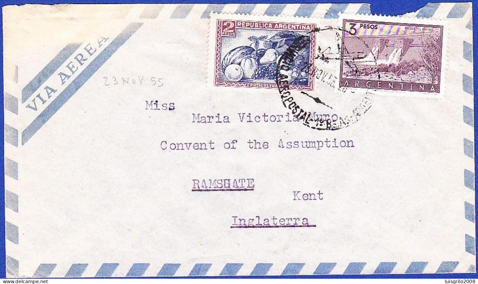 Cover - Servicio Aeropostal To Kent, Inglaterra -|- Postmark - 1955 - Briefe U. Dokumente